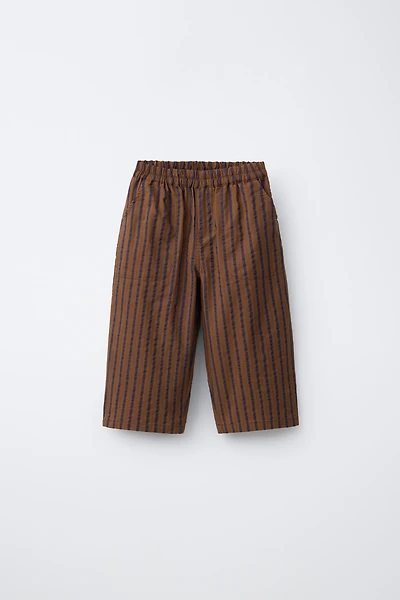 STRIPED SEERSUCKER BALLOON PANTS