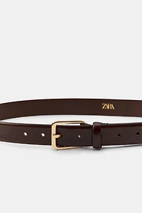 100% LEATHER BELT WITH SQUARE BUCKLE
