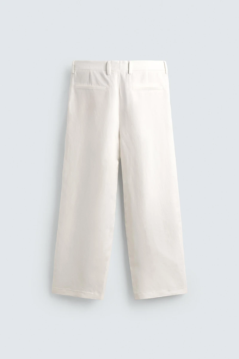 RELAXED FIT VISCOSE LINEN SUIT PANTS