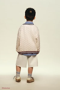 BUTTERBEAR © EMBROIDERED CABLE-KNIT CARDIGAN