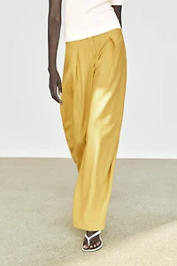 Pantalon large fluide en lin mélangé
