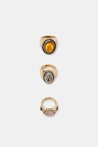 LOT DE 3 BAGUES AVEC PIERRES