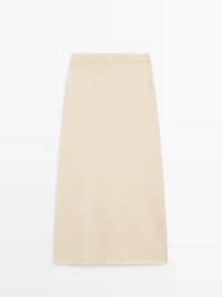 Jupe midi en maille de laine et d’alpaga