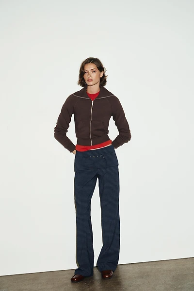 CHECK BELTED PANTS