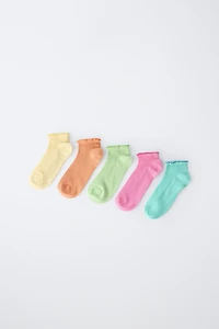 FIVE-PACK OF CONTRAST WAVE ANKLE SOCKS