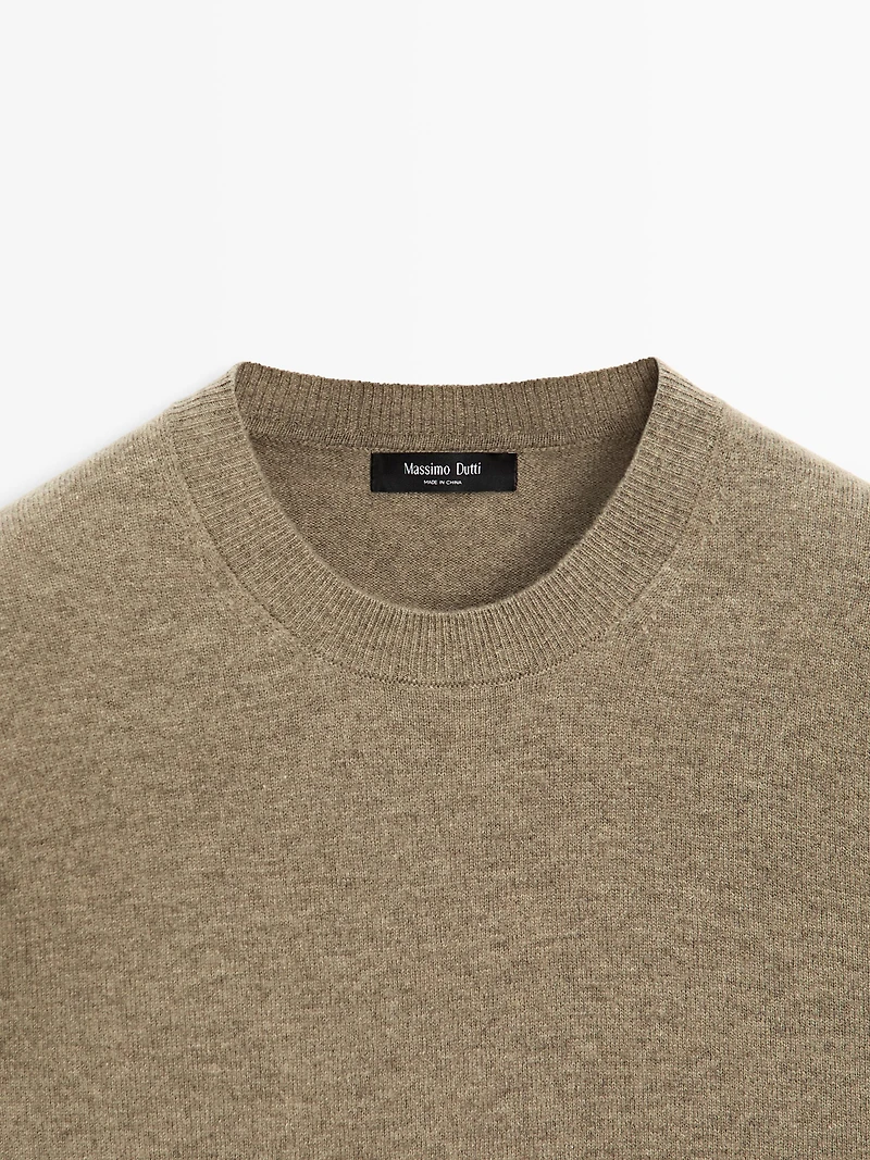 Wool blend crew neck sweater