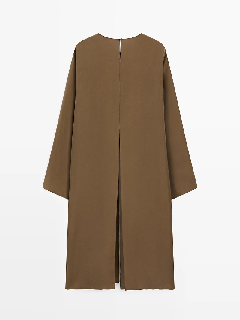 100% silk long top with opening detail - STUDIO