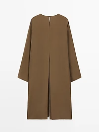 100% silk long top with opening detail - STUDIO