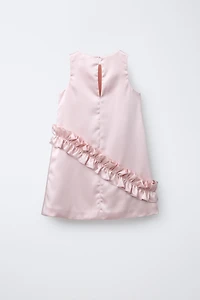 SATIN EFFECT RUFFLED DRESS