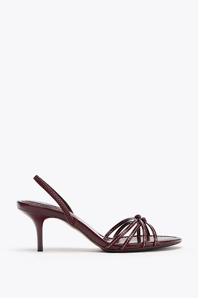 STITCHING DETAIL HEELED SANDALS
