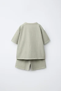 PLAIN JOGGING T-SHIRT AND SHORTS SET