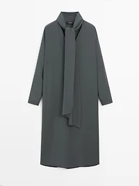 V-neckline midi dress with tie detail