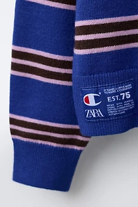 PULL EN MAILLE RAYÉ BRODÉ CHAMPION ® X ZARA