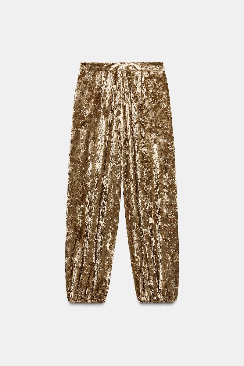 VELVET METALLIC THREAD BALLOON PANTS