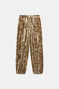 VELVET METALLIC THREAD BALLOON PANTS