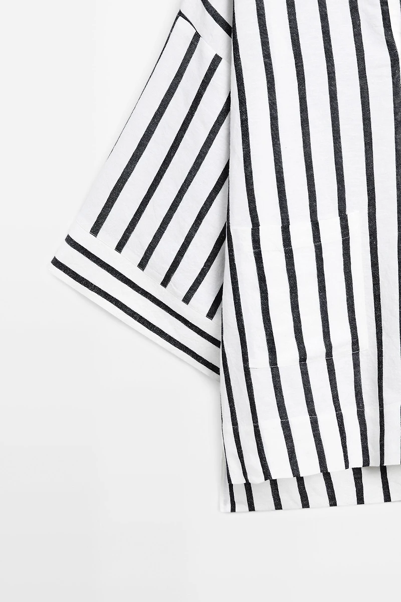 Striped oversize linen blend shirt