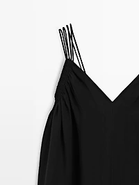 Ramie blend strappy midi dress
