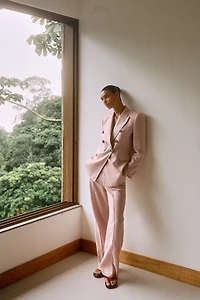 100% LINEN STRAIGHT LEG PANTS