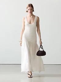Long matching linen blend dress