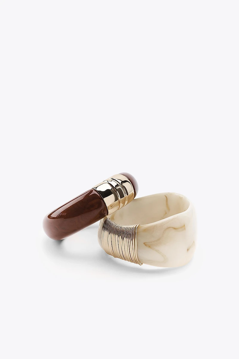 LOT DE 2 BRACELETS RIGIDES EN RÉSINE