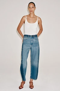 ZW COLLECTION MID-RISE RELAXED ANKLE PATCHWORK JEANS