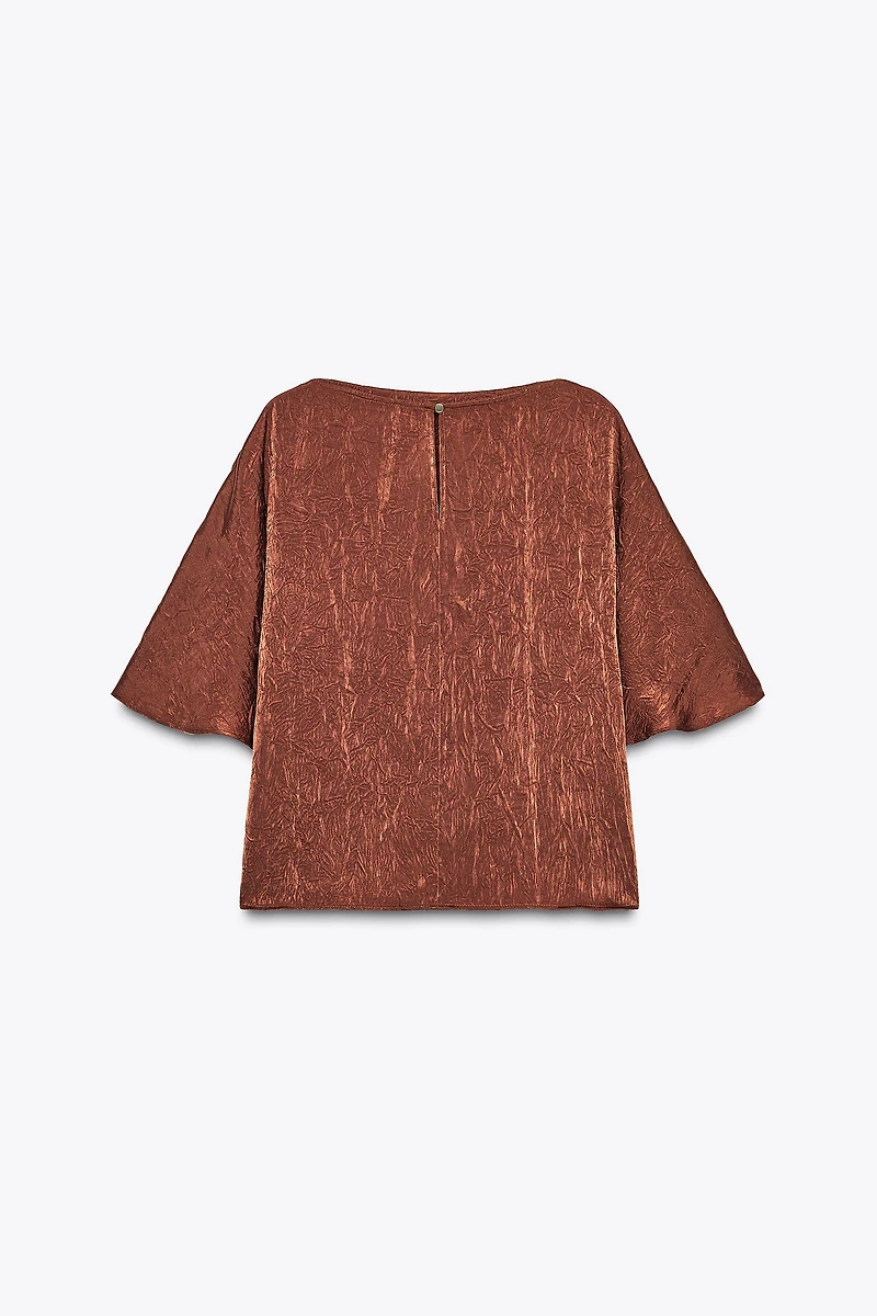 WRINKLED EFFECT SATIN TOP
