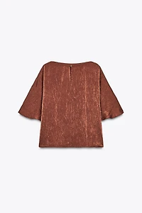 WRINKLED EFFECT SATIN TOP
