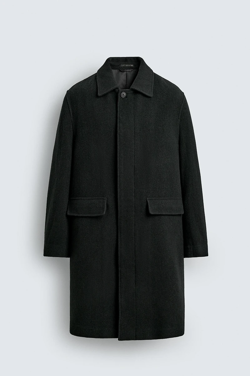 100% WOOL HERRINGBONE COAT