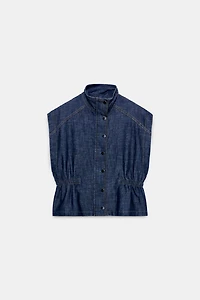 LINEN VEST WITH ELASTIC WAIST