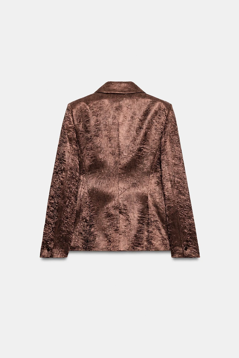 WRINKLED LOOK SHOULDER PAD BLAZER