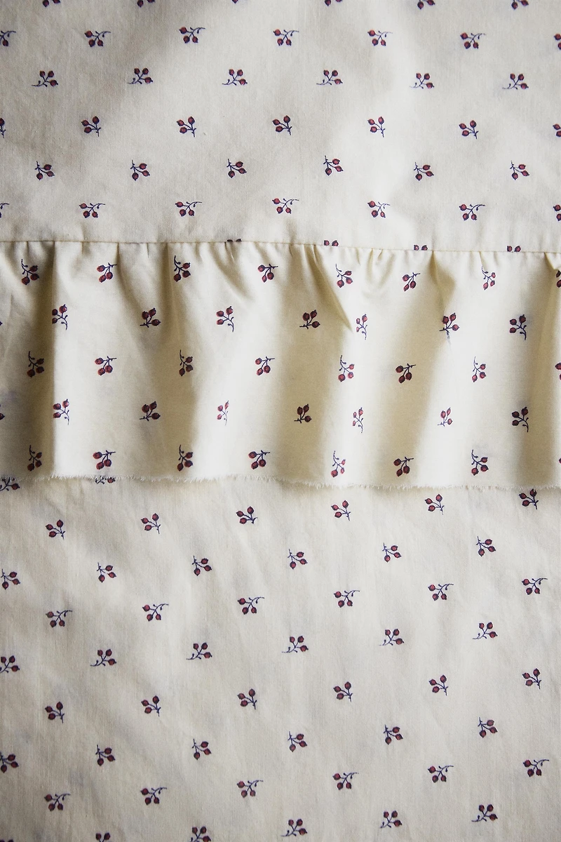 DRAP DE DESSUS ENFANT IMPRIMÉ FLEURS VOLANT