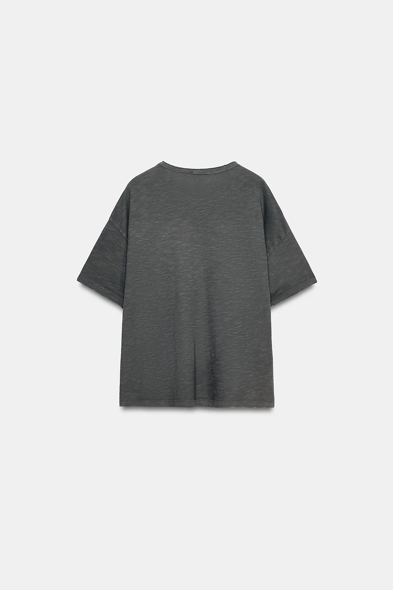OVERSIZED RIPPED TEXT T-SHIRT