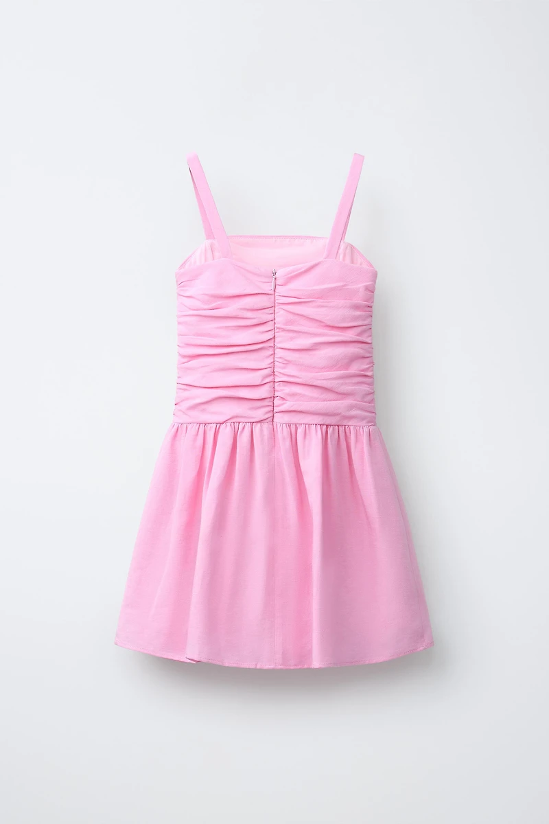 DRAPED LINEN DRESS