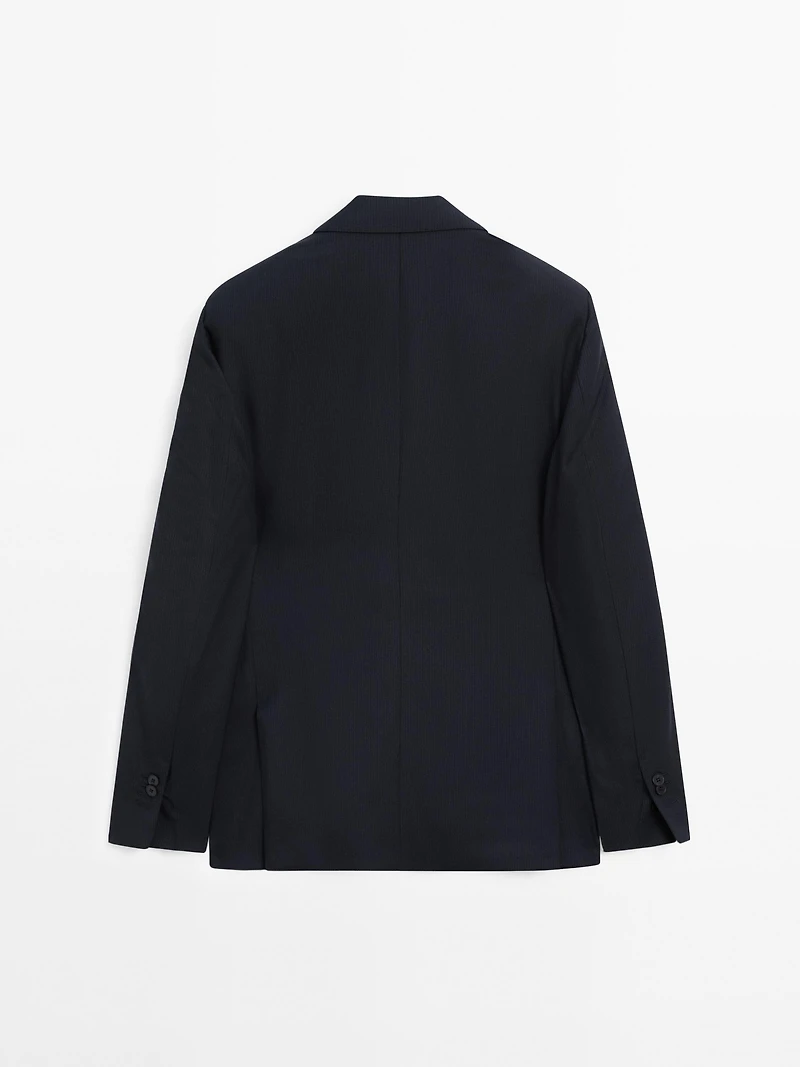 Pinstripe wool suit blazer