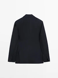 Pinstripe wool suit blazer