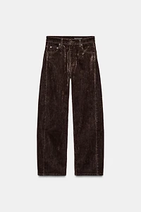 ZW COLLECTION HIGH-WAISTED FLOCKED BALLOON JEANS
