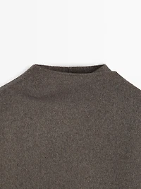 Mid-length wool blend coat with scarf