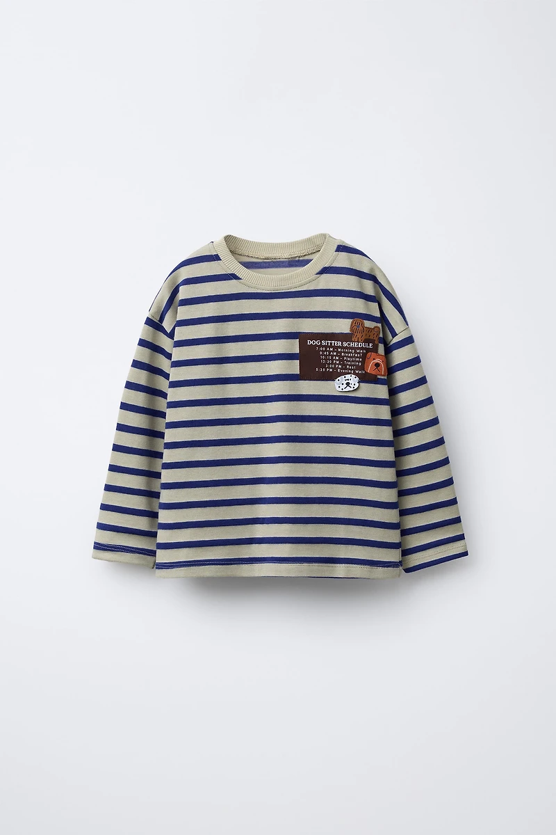 STRIPED PATCH T-SHIRT