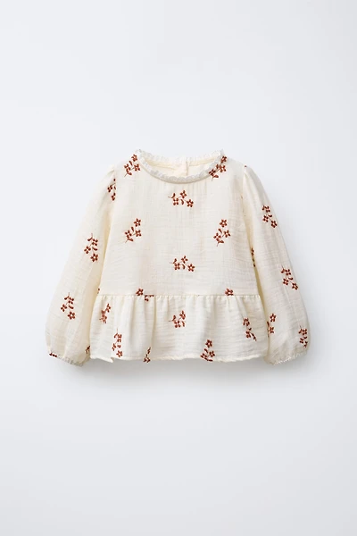 LACE EMBROIDERED FLOWER BLOUSE