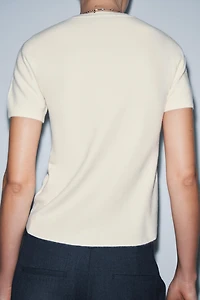 SHORT SLEEVE SOFT-TOUCH KNIT JUMPER