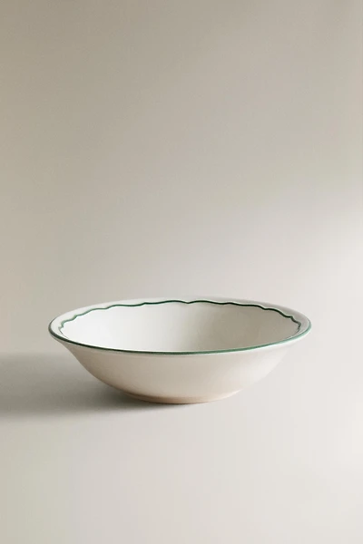EARTHENWARE DINNER BOWL WITH CONTRASTING RIM