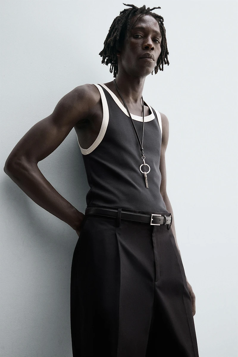 CONTRAST RIB TANK TOP