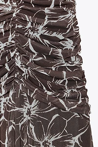 HALTER PRINTED TULLE LONG DRESS