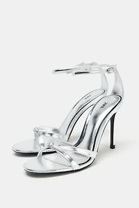 METALLIC EFFECT HIGH-HEEL SANDALS