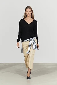 Nappa leather midi skirt