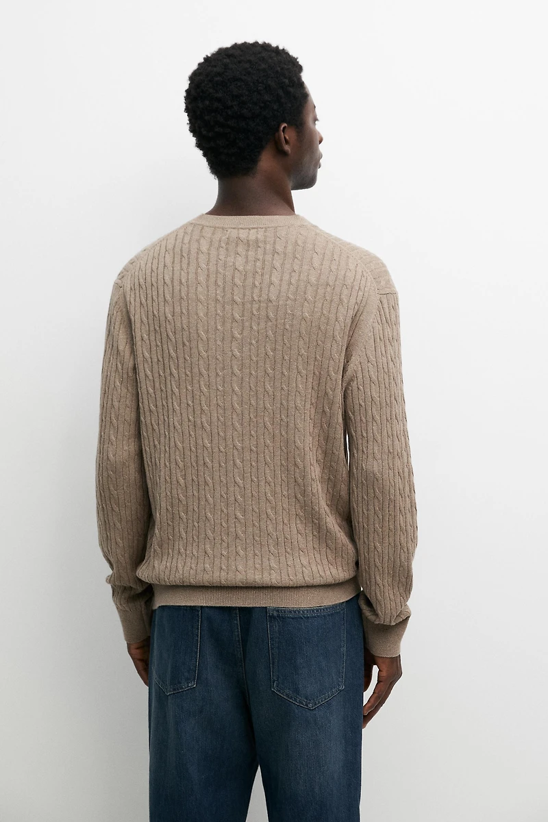 Cotton blend cable-knit sweater