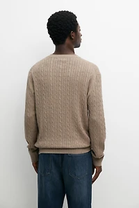 Cotton blend cable-knit sweater