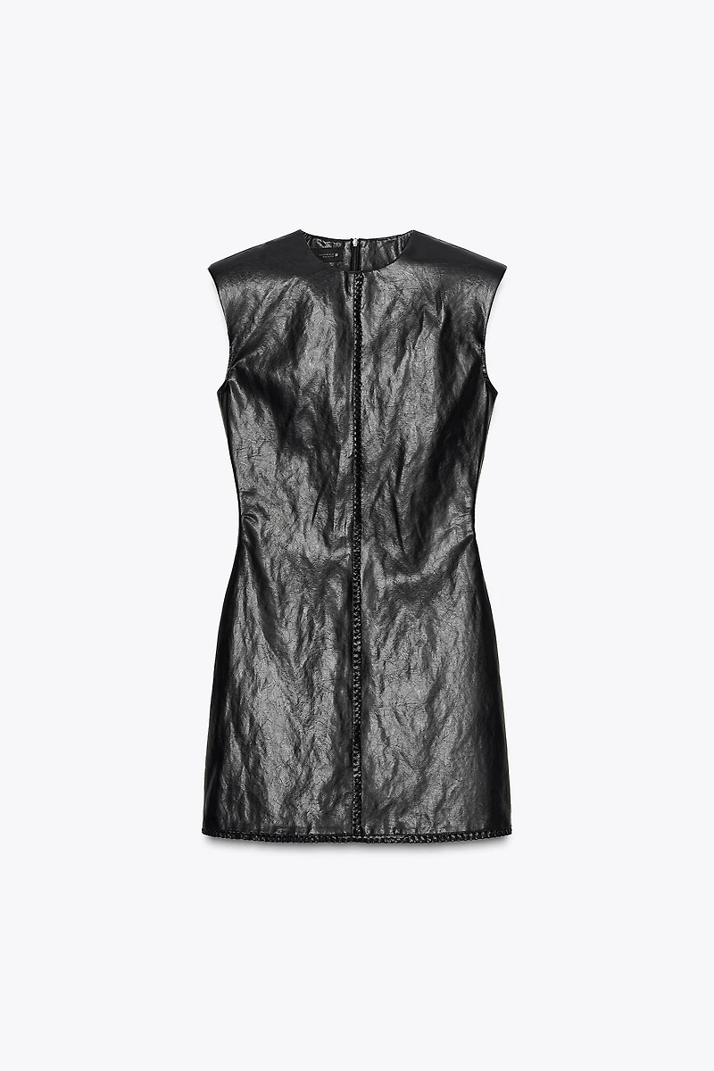 FAUX LEATHER MINI DRESS