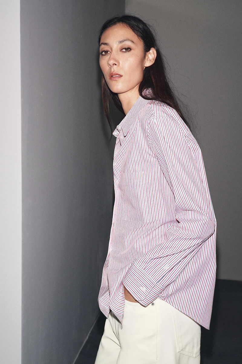 CHEMISE EN POPELINE À RAYURES COLLECTION ZW