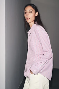 CHEMISE EN POPELINE À RAYURES COLLECTION ZW